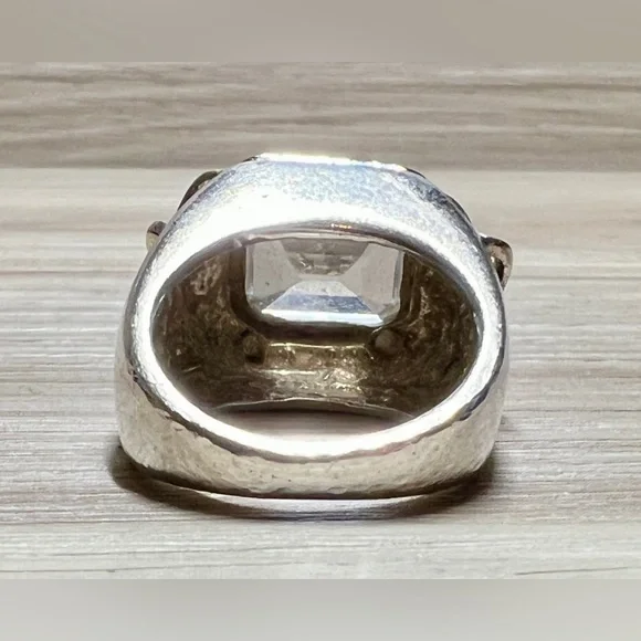 Vintage Designer KRYPELL Sterling Silver & Gold "X" CZ Dome Ring, Size 5.5 - Picture 5 of 13